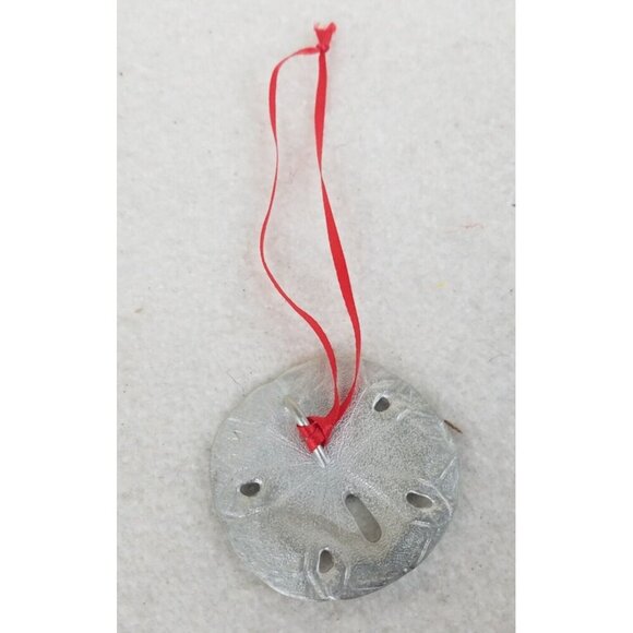 Sand Dollar Ornament Metal holiday Christmas Beach seaside nautical Silver - Picture 3 of 6